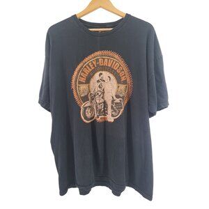 Harley-Davidson Black Graphic T-Shirt 2XL Cotton Mens Barcelona Spain‎ Design